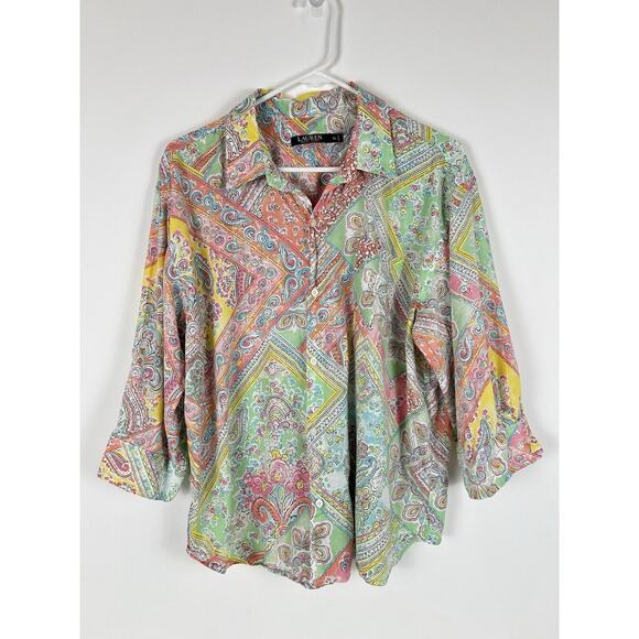 Lauren Ralph Lauren Tops - Lauren Ralph Lauren Scarf Paisley Button Up Shirt Women's Size XL Pocket